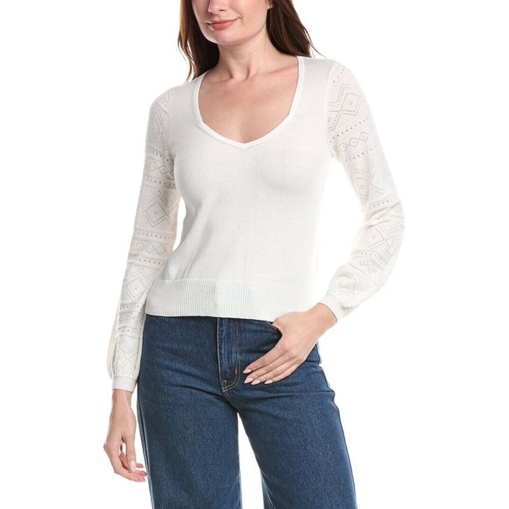 &Isla Womens  Anna Pointelle Top, White